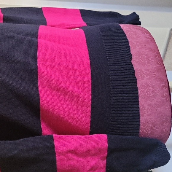 Y2K Ralph Lauren Fuchsia and Navy Striped Sweater - Picture 4 of 6